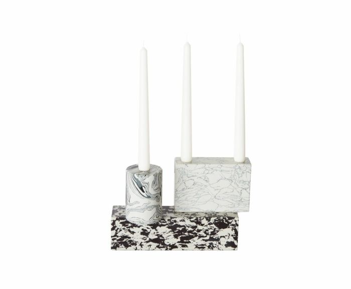 SWIRL BLACK & WHITE CANDELABRA