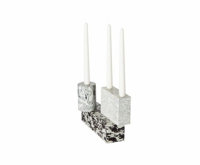 SWIRL BLACK & WHITE CANDELABRA