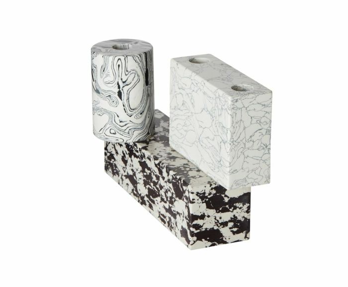 SWIRL BLACK & WHITE CANDELABRA