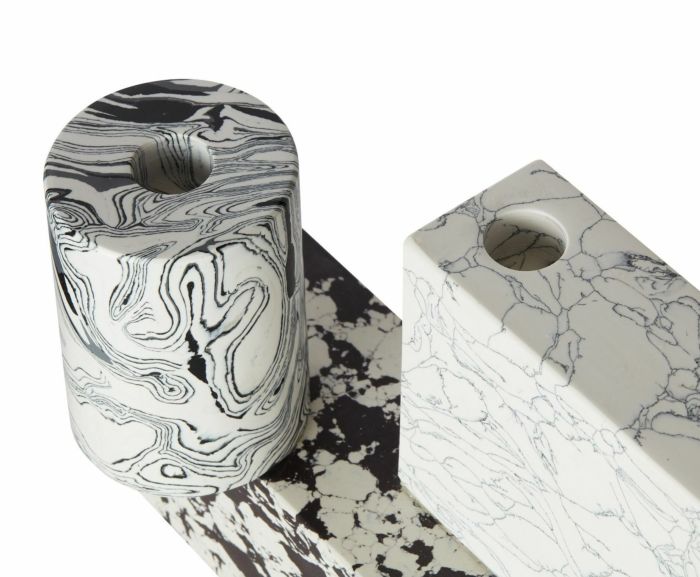 SWIRL BLACK & WHITE CANDELABRA