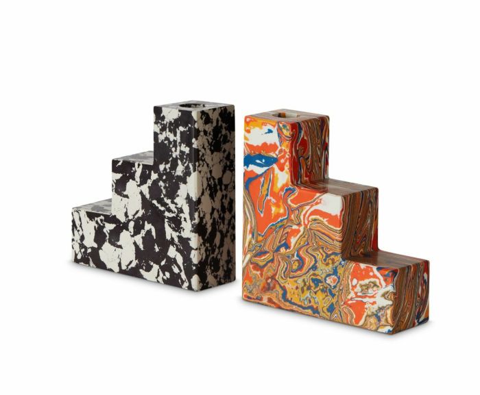 SWIRL STEPPED BOOKEND SET